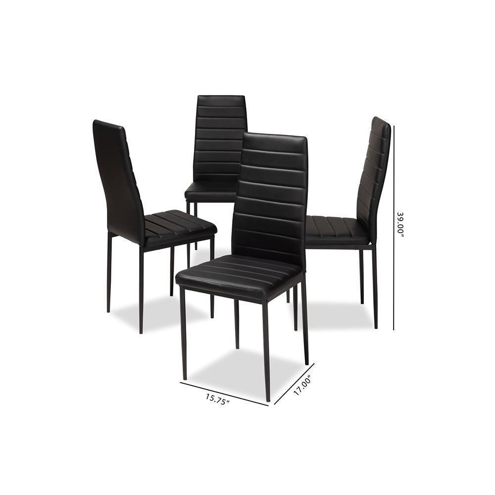 Armand Modern and Contemporary Black Faux Leather Upholstered Dining Chair (Set of 4) FredCo