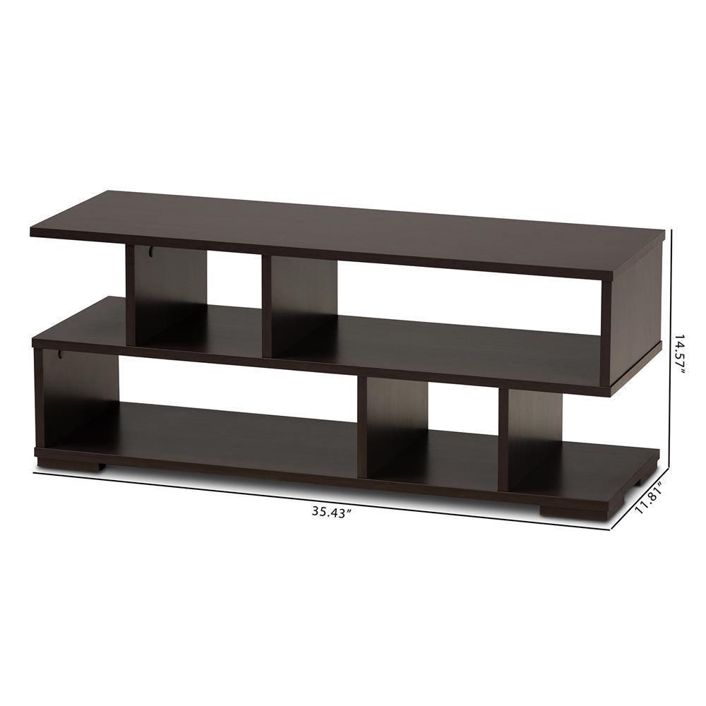 Arne Modern and Contemporary Dark Brown Finished Wood TV Stand FredCo