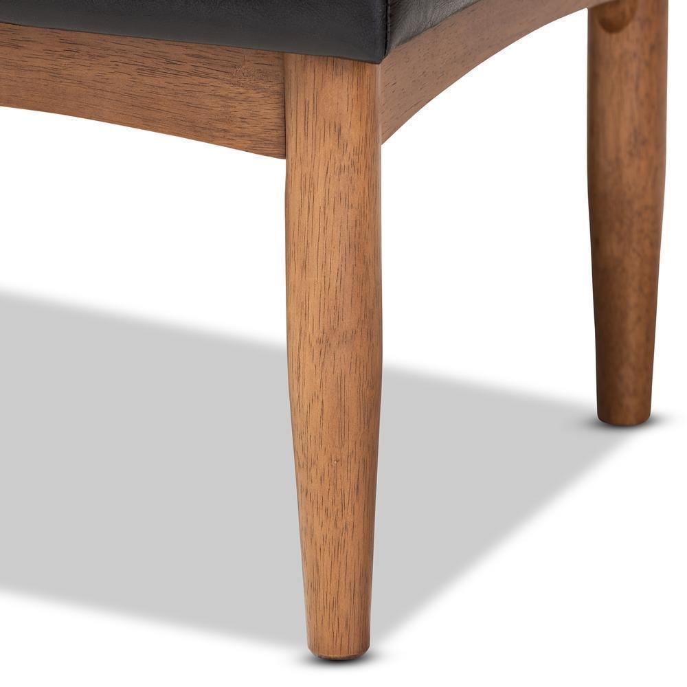 Arvid Mid-Century Modern Dark Brown Faux Leather Upholstered Wood Dining Bench FredCo