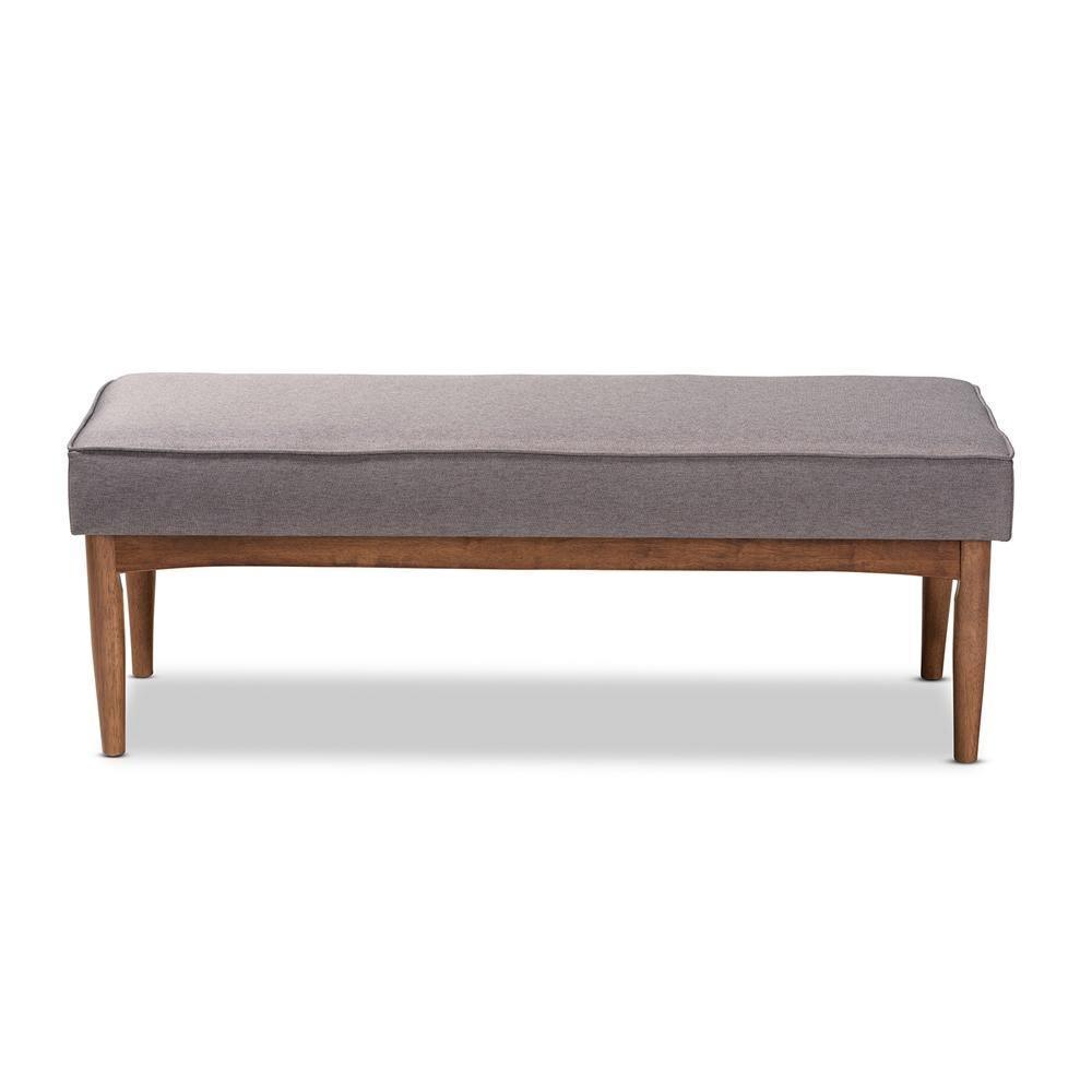 Arvid Mid-Century Modern Gray Fabric Upholstered Wood Dining Bench FredCo