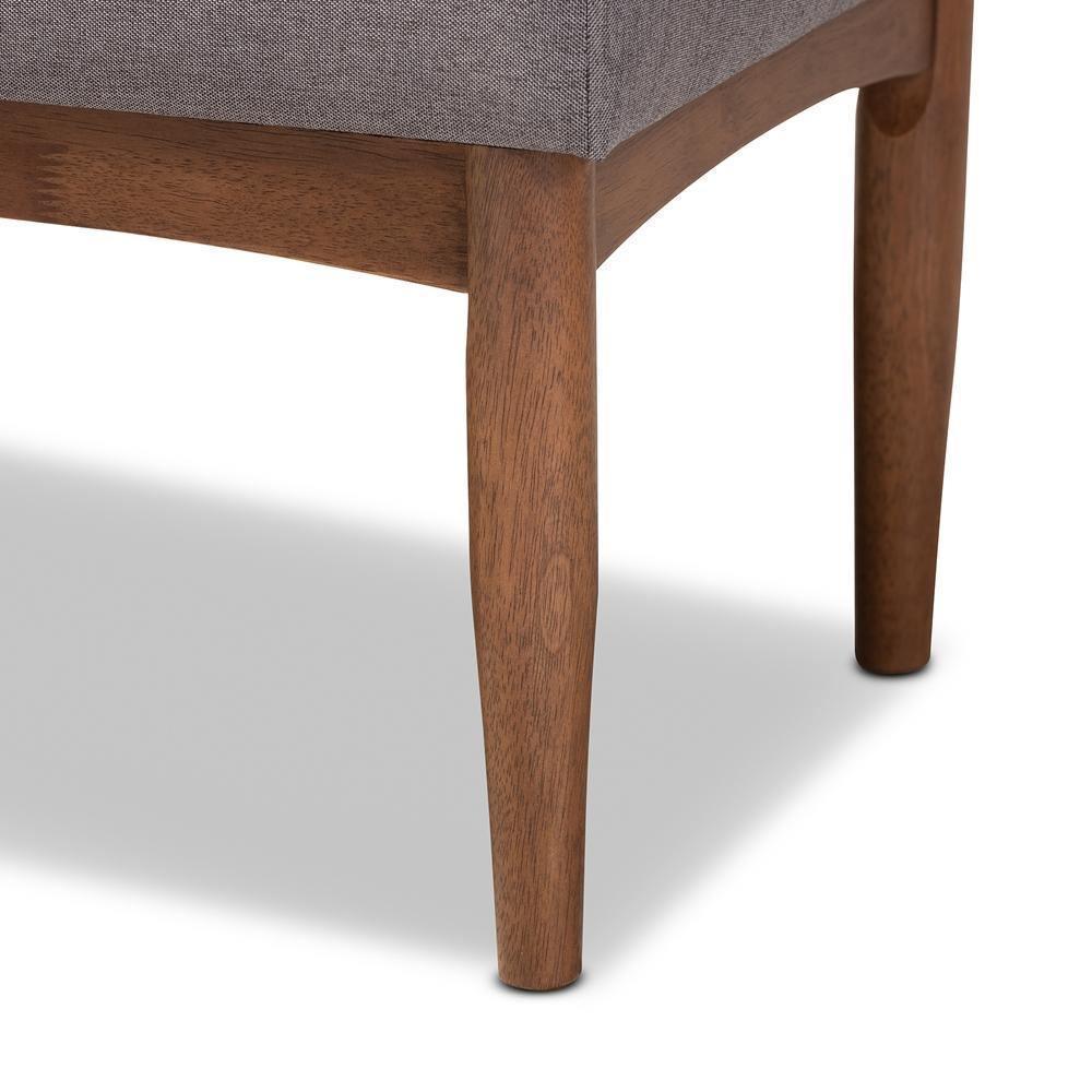 Arvid Mid-Century Modern Gray Fabric Upholstered Wood Dining Bench FredCo