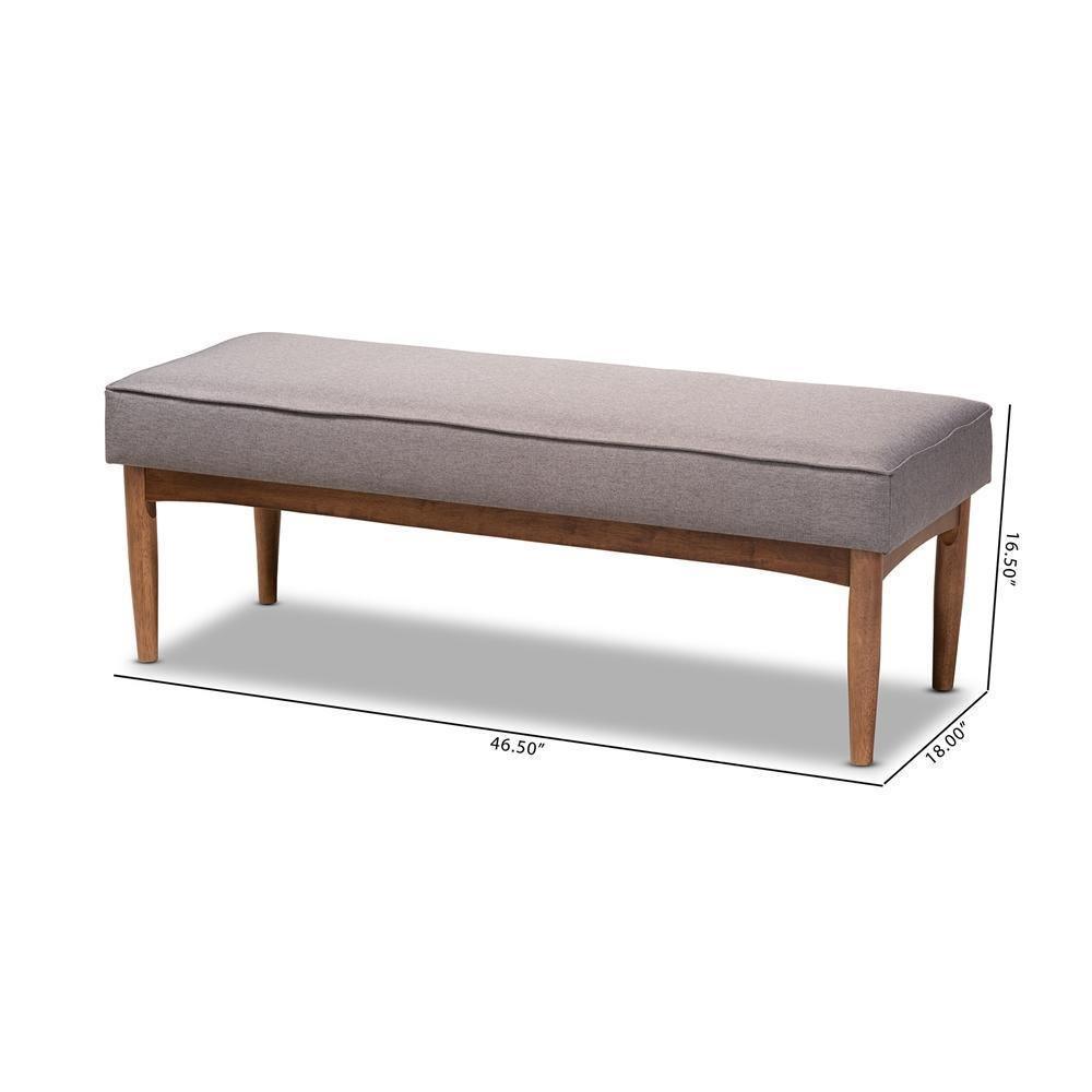Arvid Mid-Century Modern Gray Fabric Upholstered Wood Dining Bench FredCo
