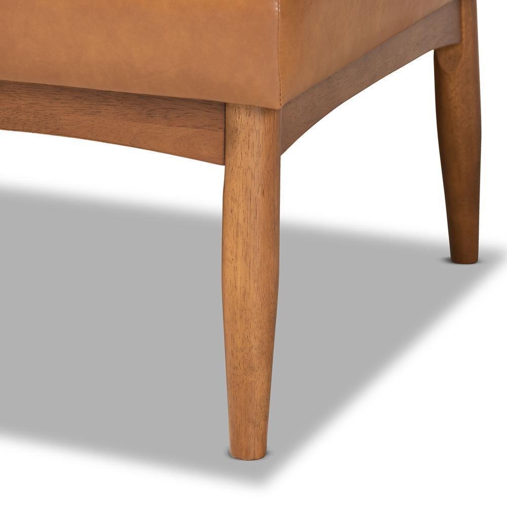 Arvid Mid-Century Modern Tan Faux Leather Upholstered and Walnut Brown Finished Wood 3-Piece Dining Nook Set FredCo