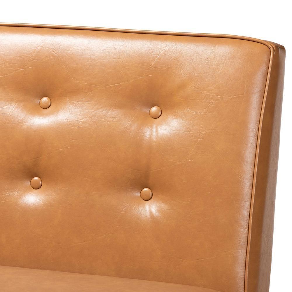 Arvid Mid-Century Modern Tan Faux Leather Upholstered and Walnut Brown Finished Wood 3-Piece Dining Nook Set FredCo