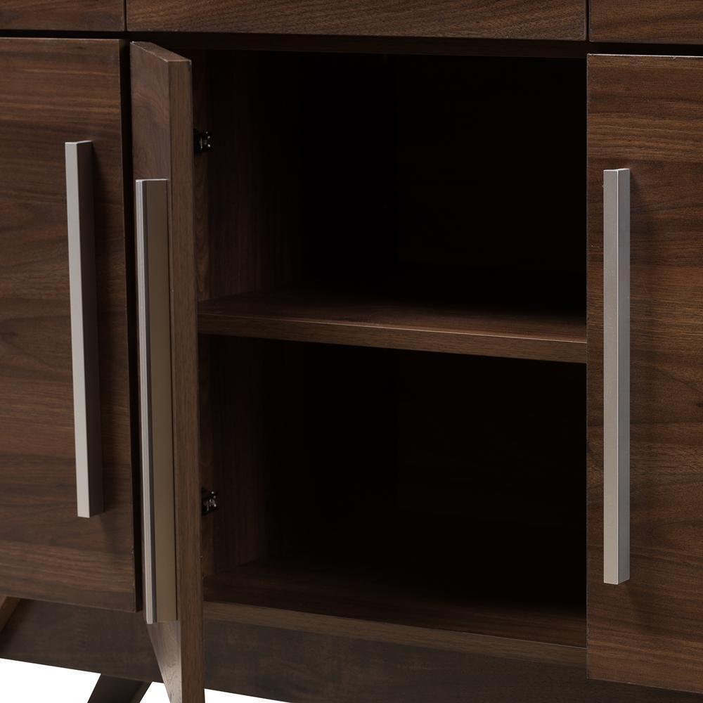 Ashfield Mid-Century Modern Walnut Brown Finished Wood 3-Drawer Sideboard FredCo