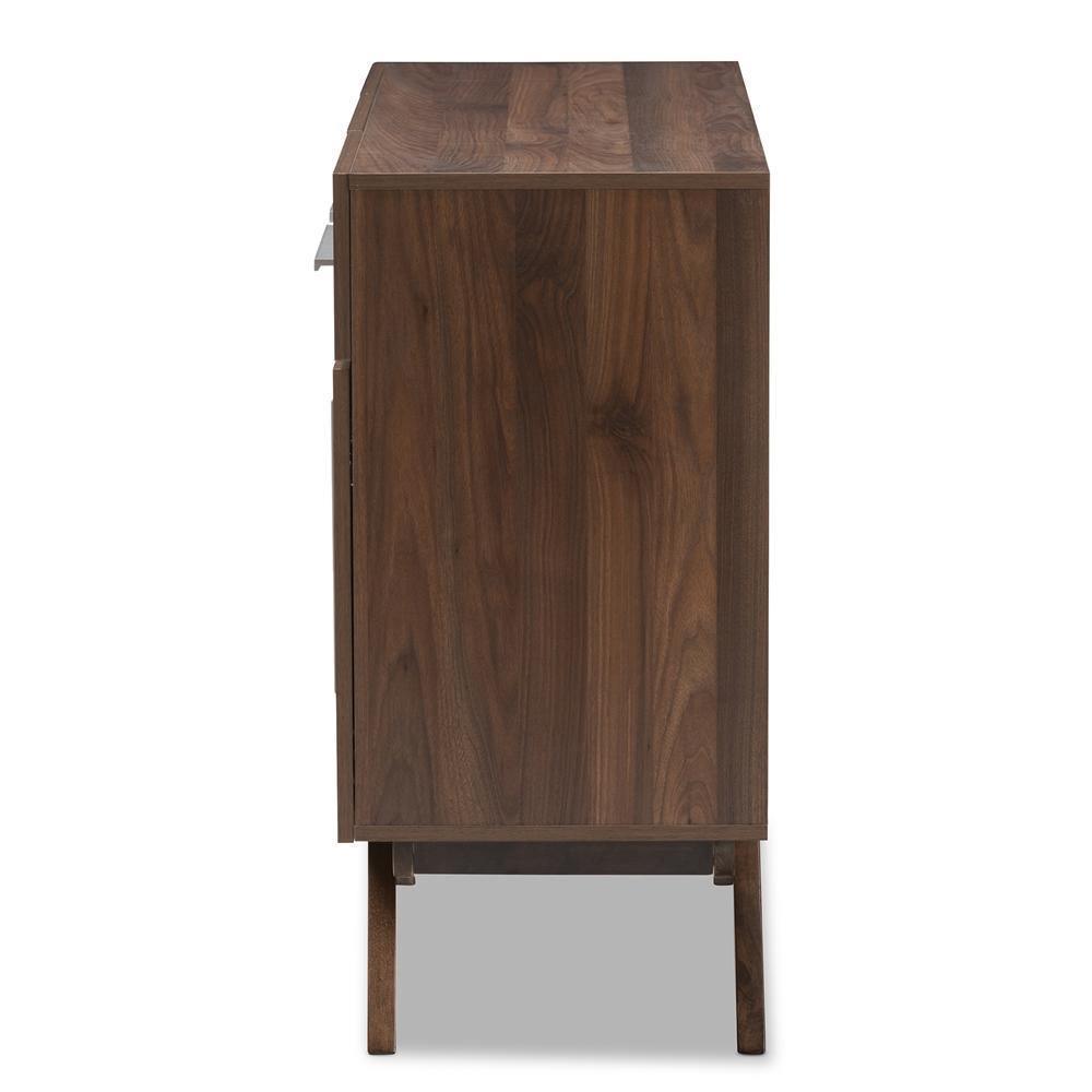 Ashfield Mid-Century Modern Walnut Brown Finished Wood 3-Drawer Sideboard FredCo