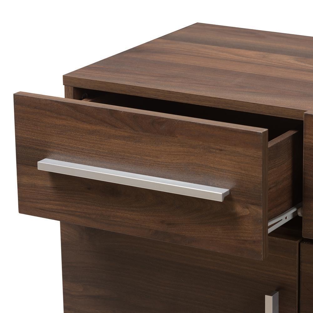 Ashfield Mid-Century Modern Walnut Brown Finished Wood 3-Drawer Sideboard FredCo