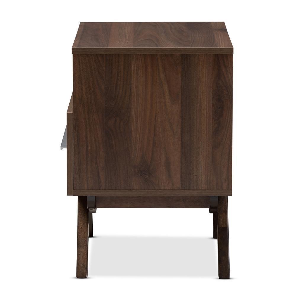 Ashfield Mid-Century Modern Walnut Brown Finished Wood Nightstand FredCo