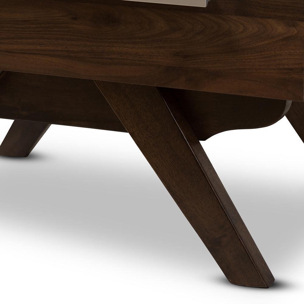 Ashfield Mid-Century Modern Walnut Brown Finished Wood Nightstand FredCo