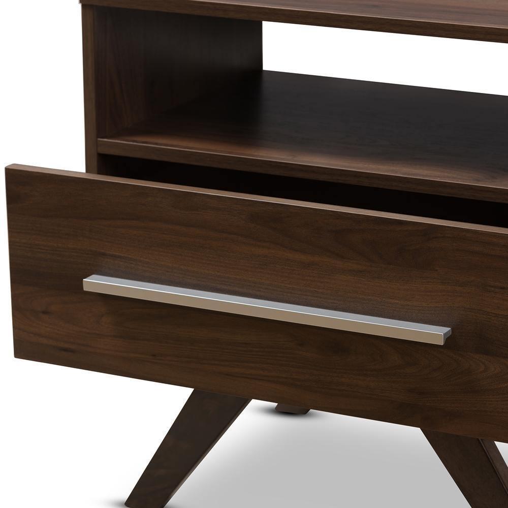 Ashfield Mid-Century Modern Walnut Brown Finished Wood Nightstand FredCo