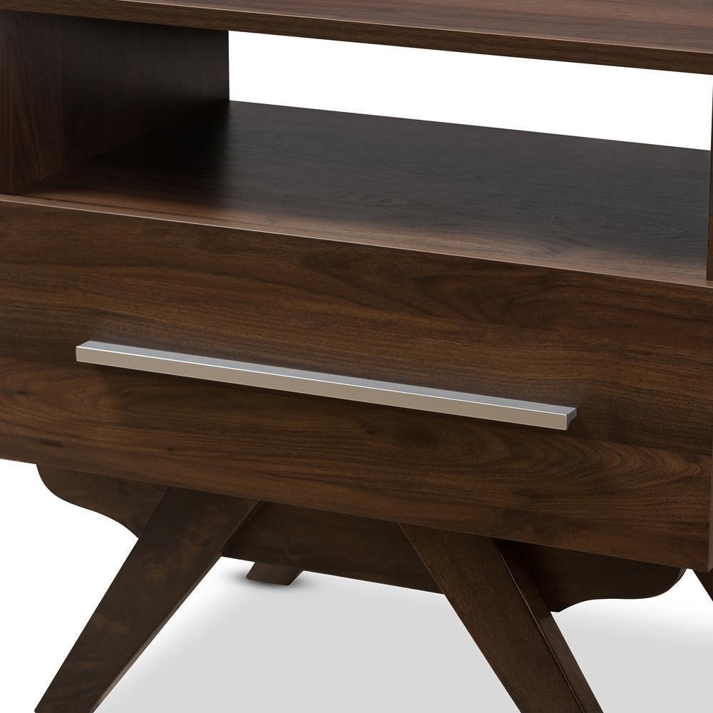 Ashfield Mid-Century Modern Walnut Brown Finished Wood Nightstand FredCo