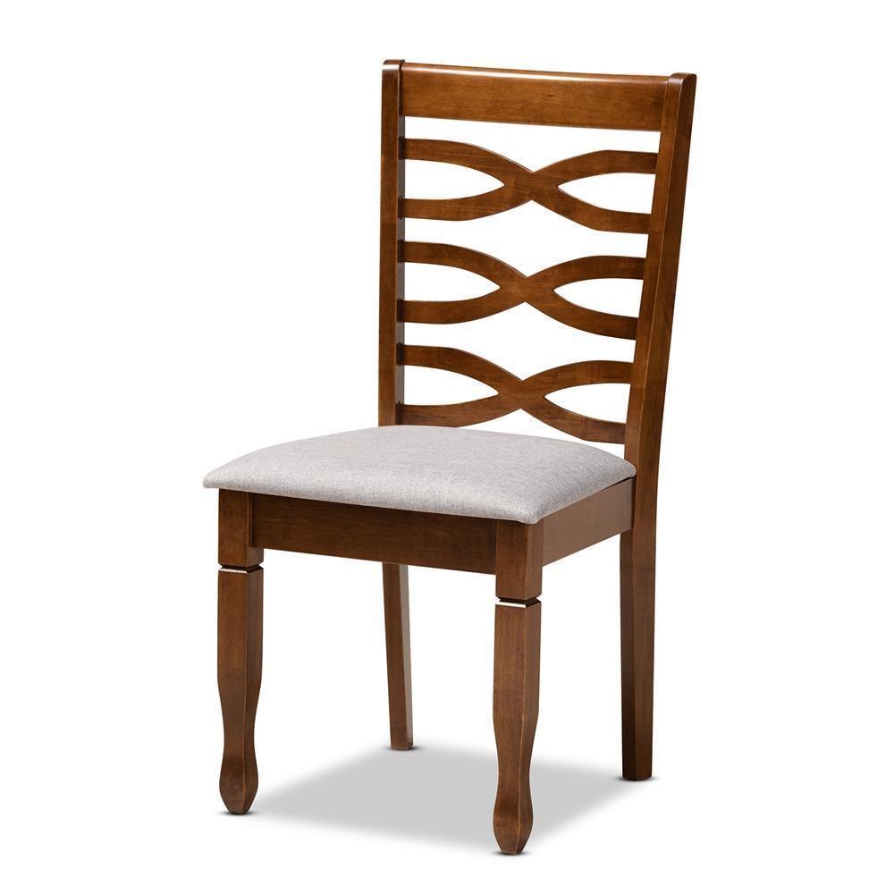 Aspen Modern and Contemporary Grey Fabric Upholstered and Walnut Brown Finished Wood 5-Piece Dining Set FredCo