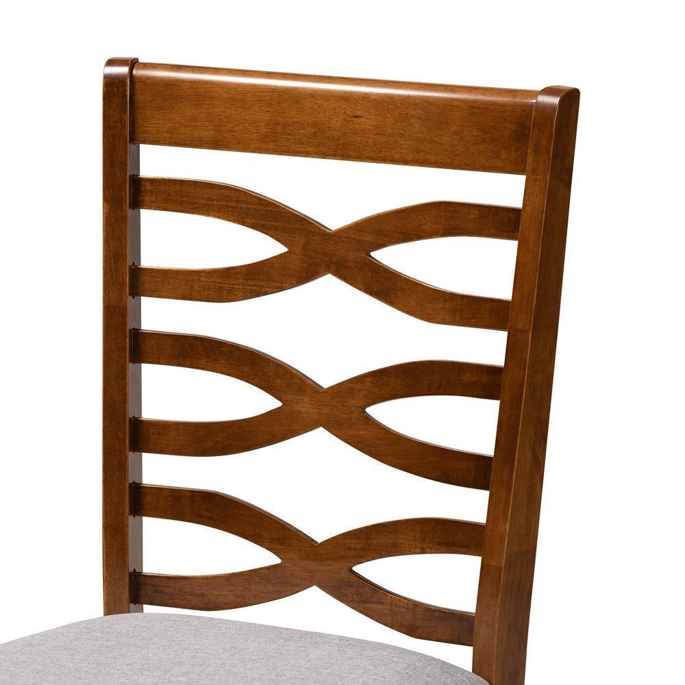 Aspen Modern and Contemporary Grey Fabric Upholstered and Walnut Brown Finished Wood 5-Piece Dining Set FredCo
