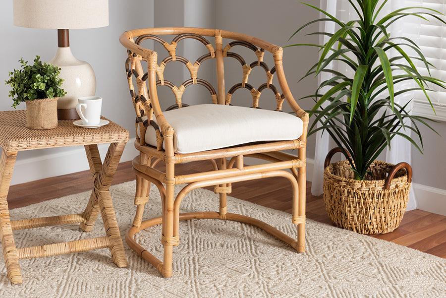 Aster Modern Bohemian Natural Brown Rattan Armchair FredCo