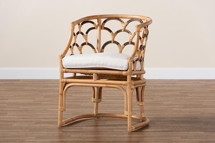 Aster Modern Bohemian Natural Brown Rattan Armchair FredCo