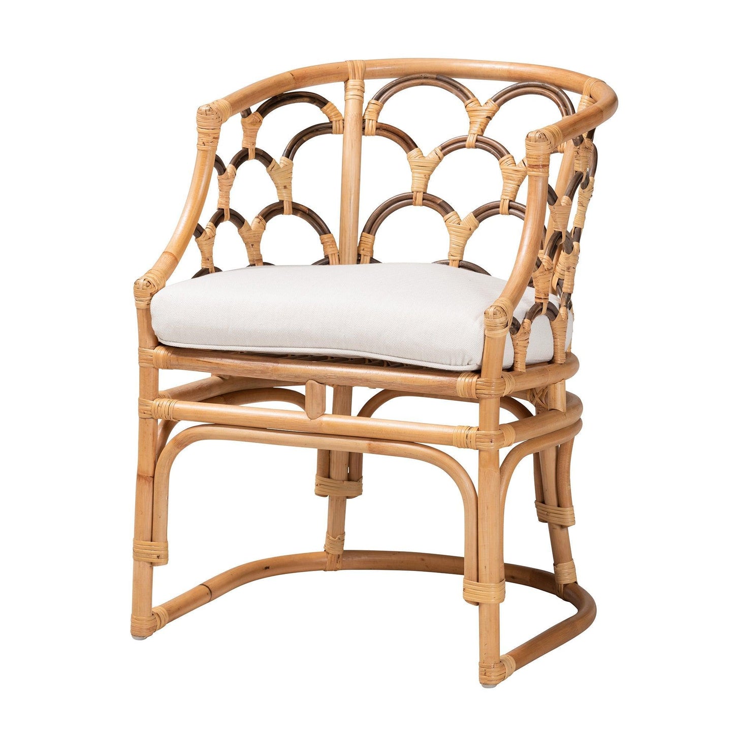 Aster Modern Bohemian Natural Brown Rattan Armchair FredCo