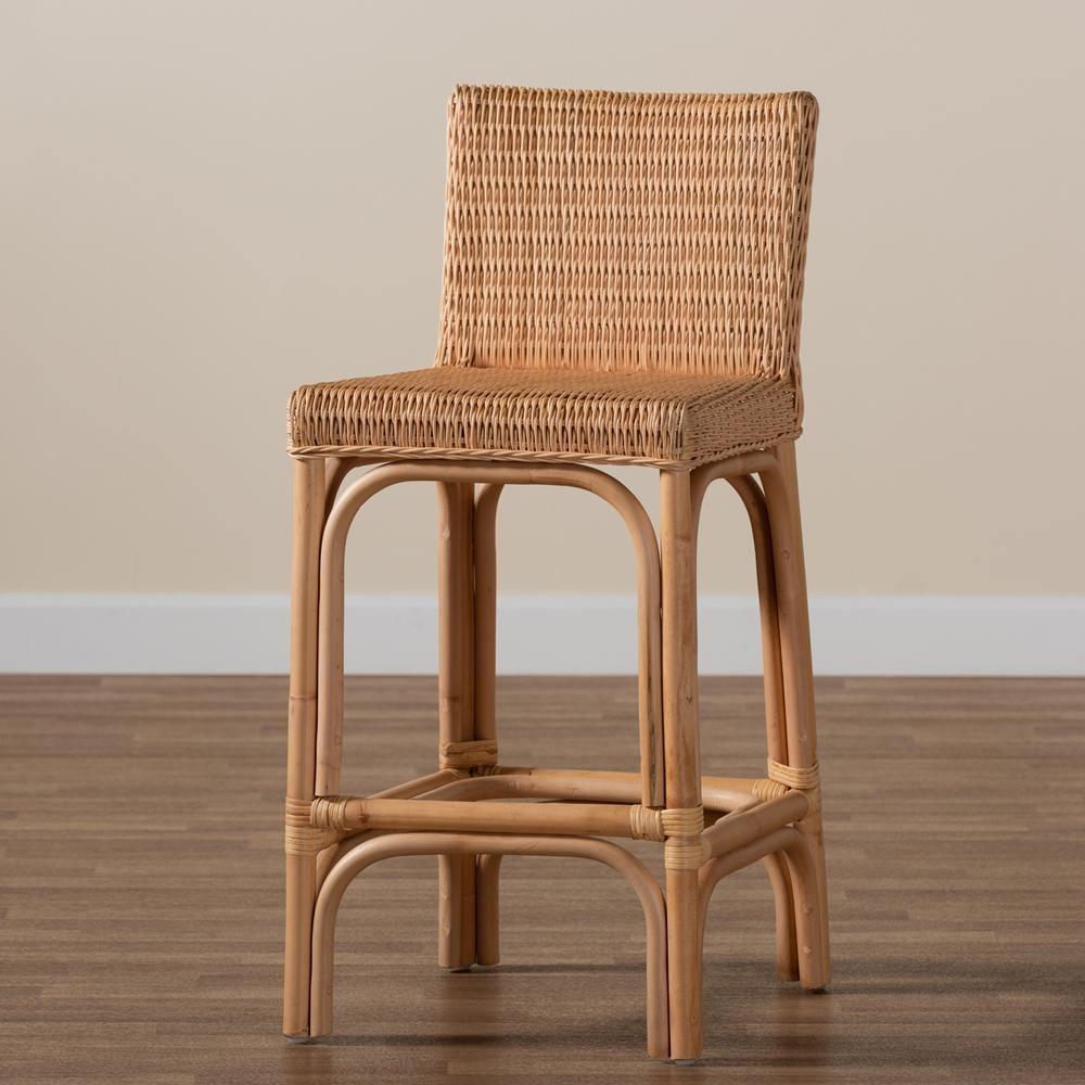 Athena Modern and Contemporary Natural Finished Rattan Counter Stool FredCo