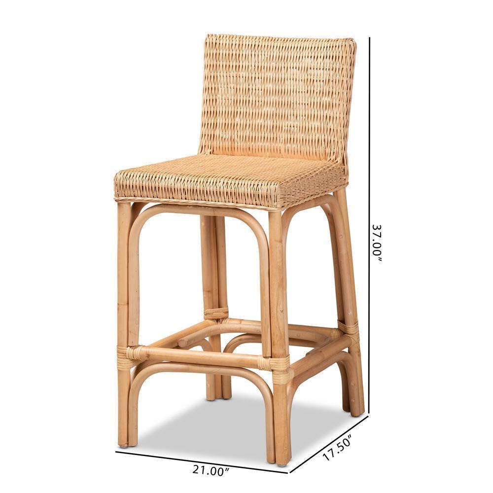 Athena Modern and Contemporary Natural Finished Rattan Counter Stool FredCo