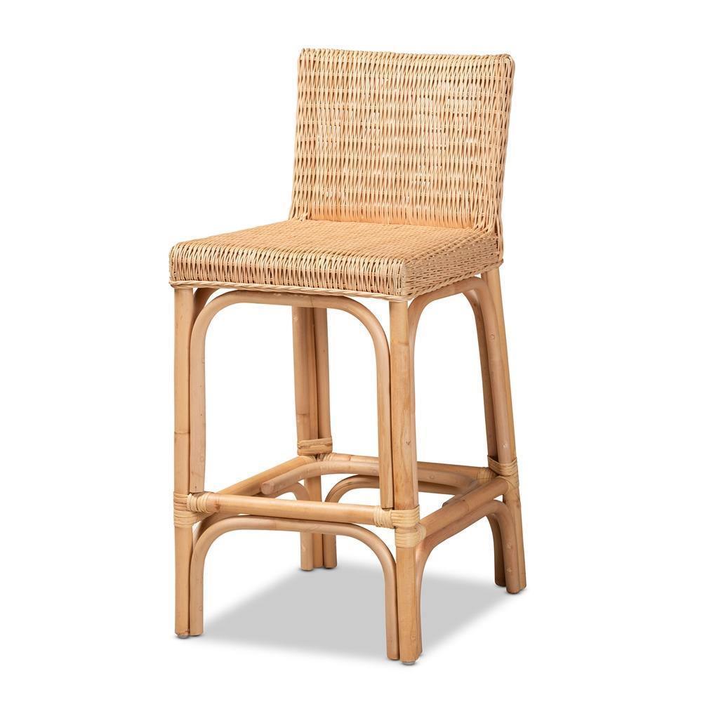 Athena Modern and Contemporary Natural Finished Rattan Counter Stool FredCo