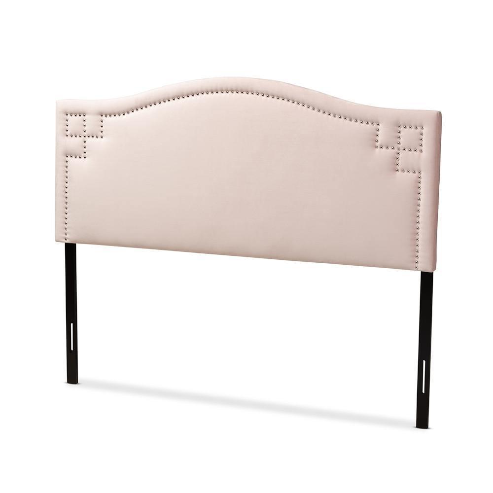 Aubrey Modern and Contemporary Light Pink Velvet Fabric Upholstered King Size Headboard FredCo
