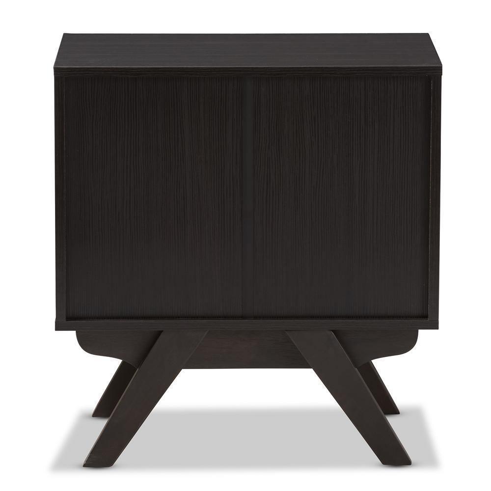 Auburn Mid-Century Modern Espresso Brown Finished Wood 2-Drawer Nightstand FredCo