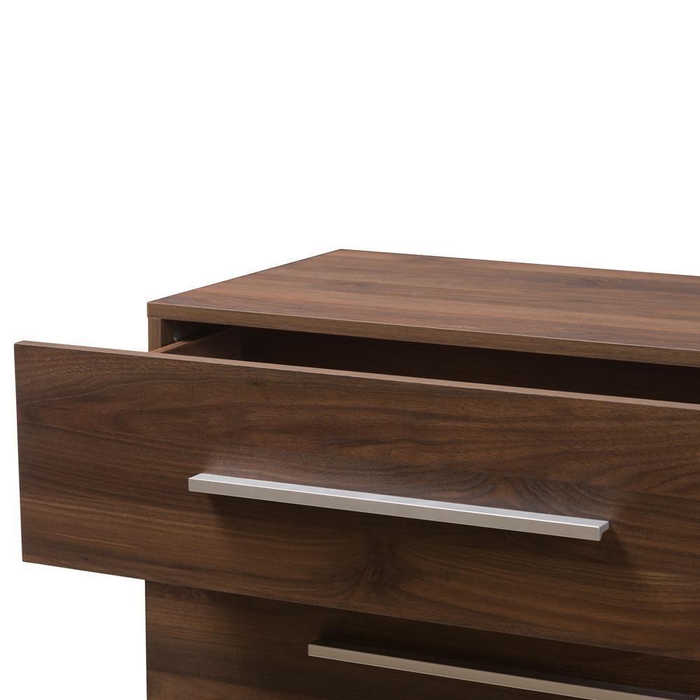 Auburn Mid-Century Modern Walnut Brown Finished Wood 4-Drawer Chest FredCo