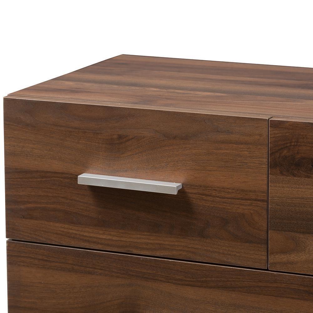 Auburn Mid-Century Modern Walnut Brown Finished Wood 5-Drawer Chest FredCo