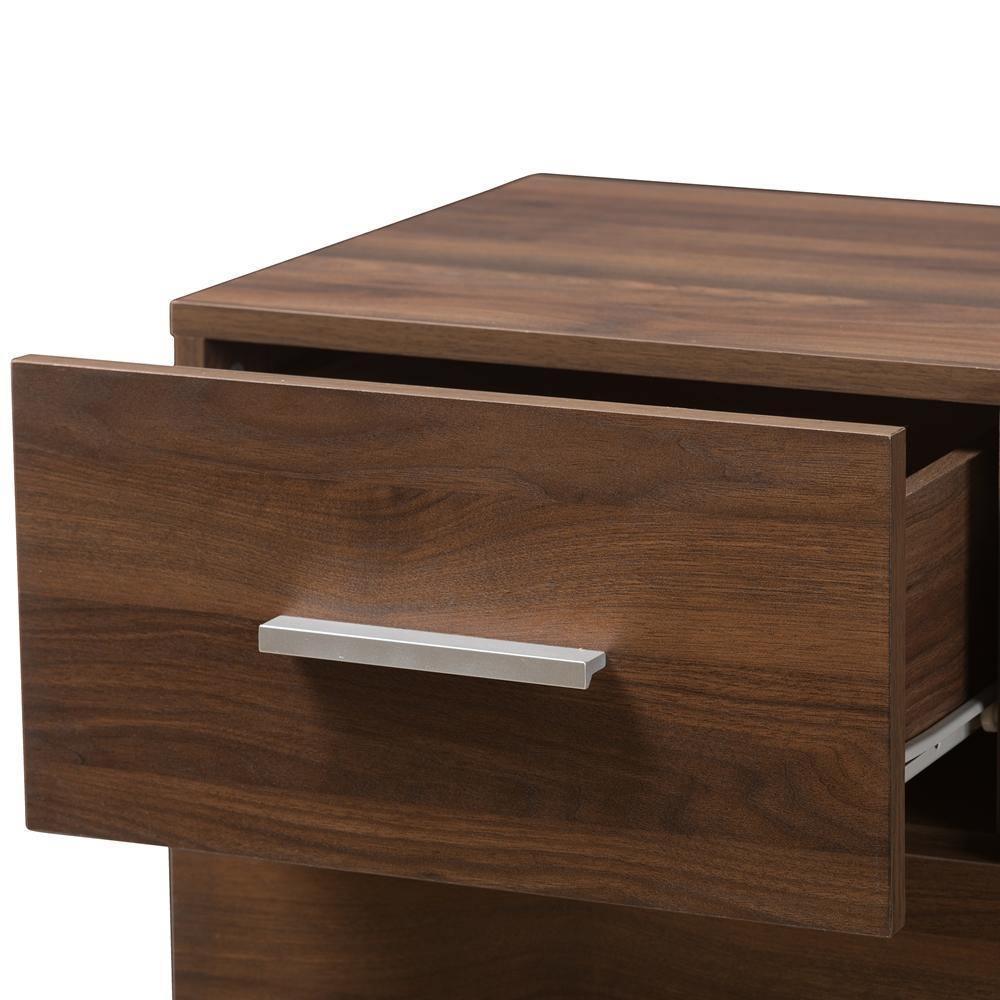 Auburn Mid-Century Modern Walnut Brown Finished Wood 5-Drawer Chest FredCo