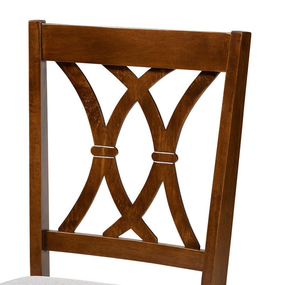 Augustine Modern and Contemporary Grey Fabric Upholstered and Walnut Brown Finished Wood 2-Piece Dining Chair Set Set FredCo
