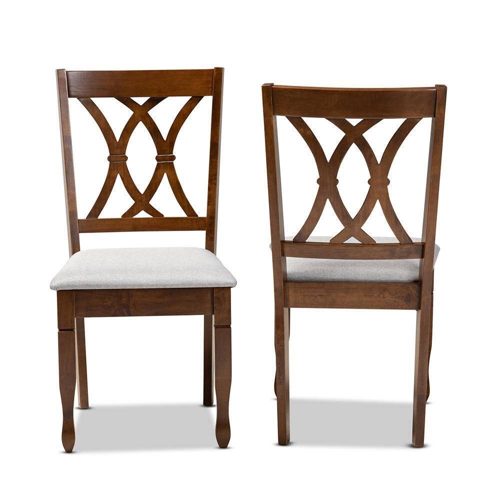 Augustine Modern and Contemporary Grey Fabric Upholstered and Walnut Brown Finished Wood 2-Piece Dining Chair Set Set FredCo