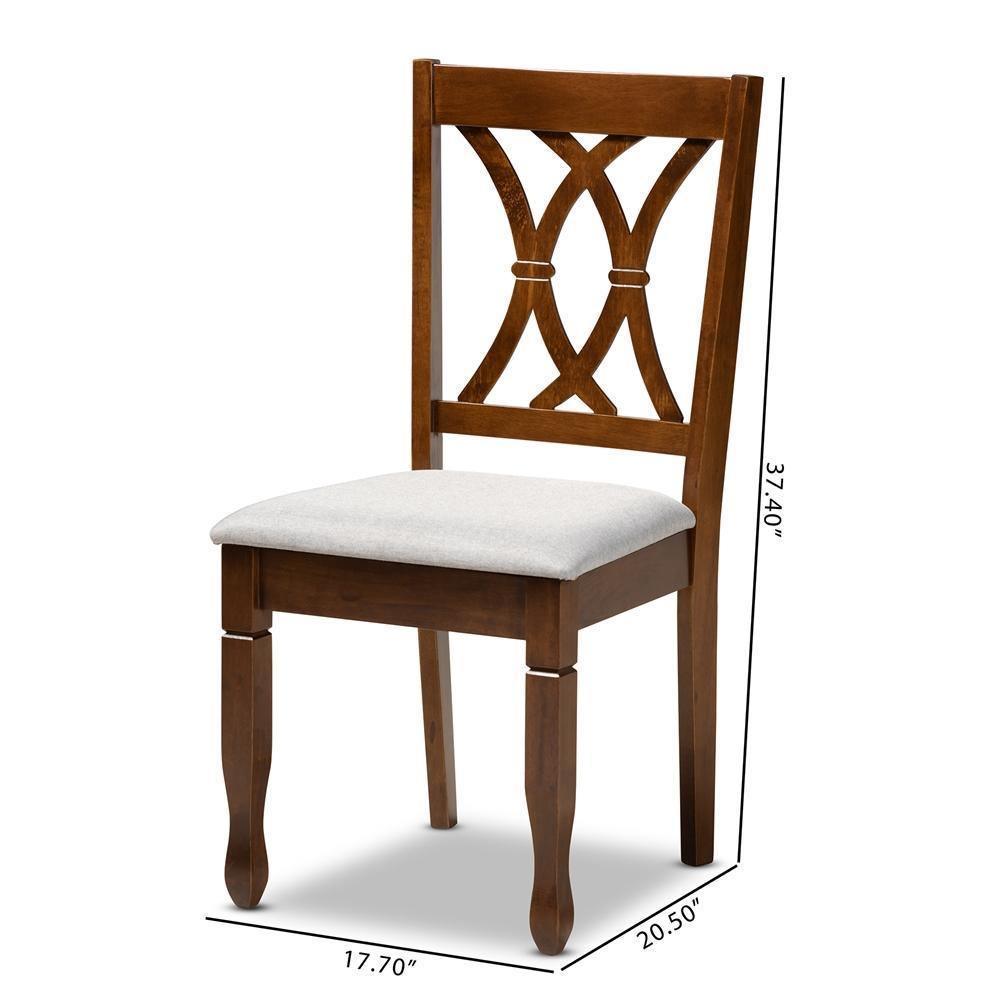 Augustine Modern and Contemporary Grey Fabric Upholstered and Walnut Brown Finished Wood 2-Piece Dining Chair Set Set FredCo