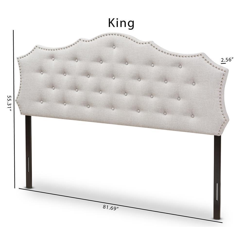 Aurora Modern and Contemporary Greyish Beige Fabric Full Size Headboard FredCo