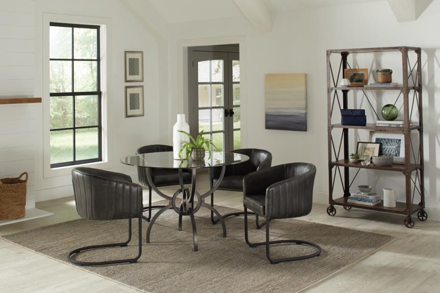 Aviano 5-piece Dining Set Gunmetal and Matte Black 108291-S5 Coaster FredCo