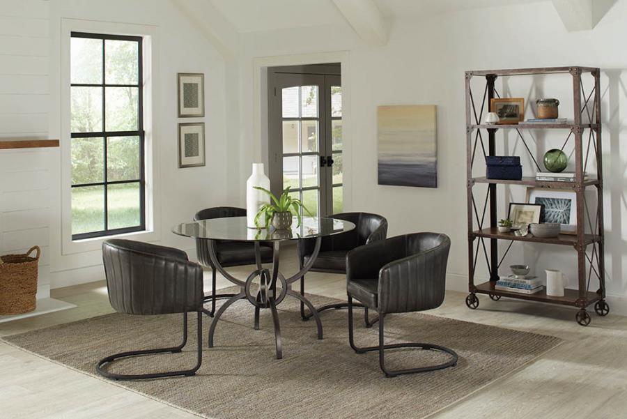 Aviano 5-piece Dining Set Gunmetal and Matte Black 108291-S5 Coaster FredCo