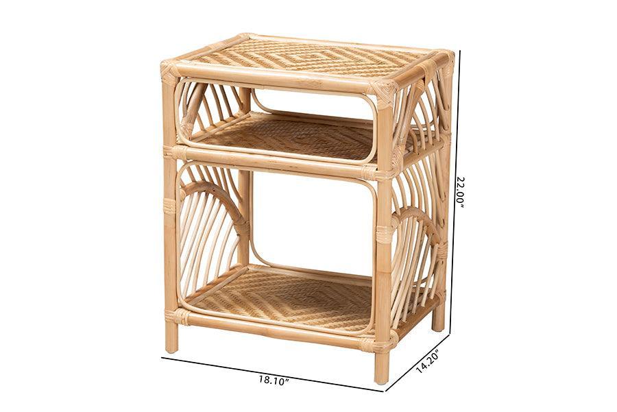 Baara Modern Bohemian Natural Brown Rattan Nightstand FredCo