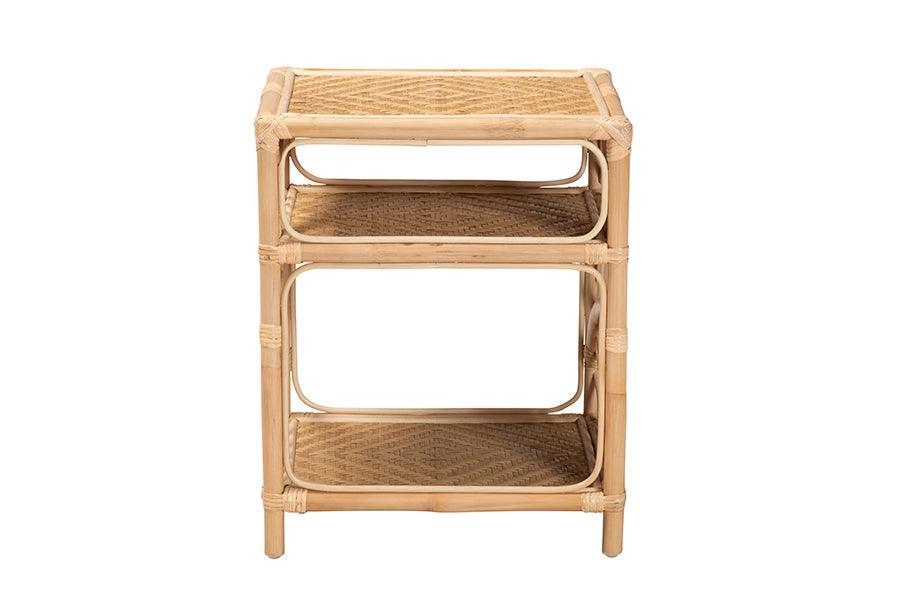 Baara Modern Bohemian Natural Brown Rattan Nightstand FredCo
