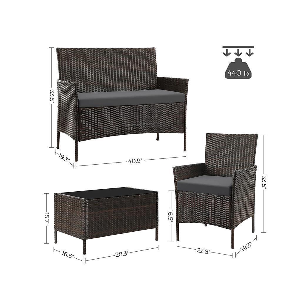 Backyard Patio Furniture Set, Wicker Brown and Gray FredCo