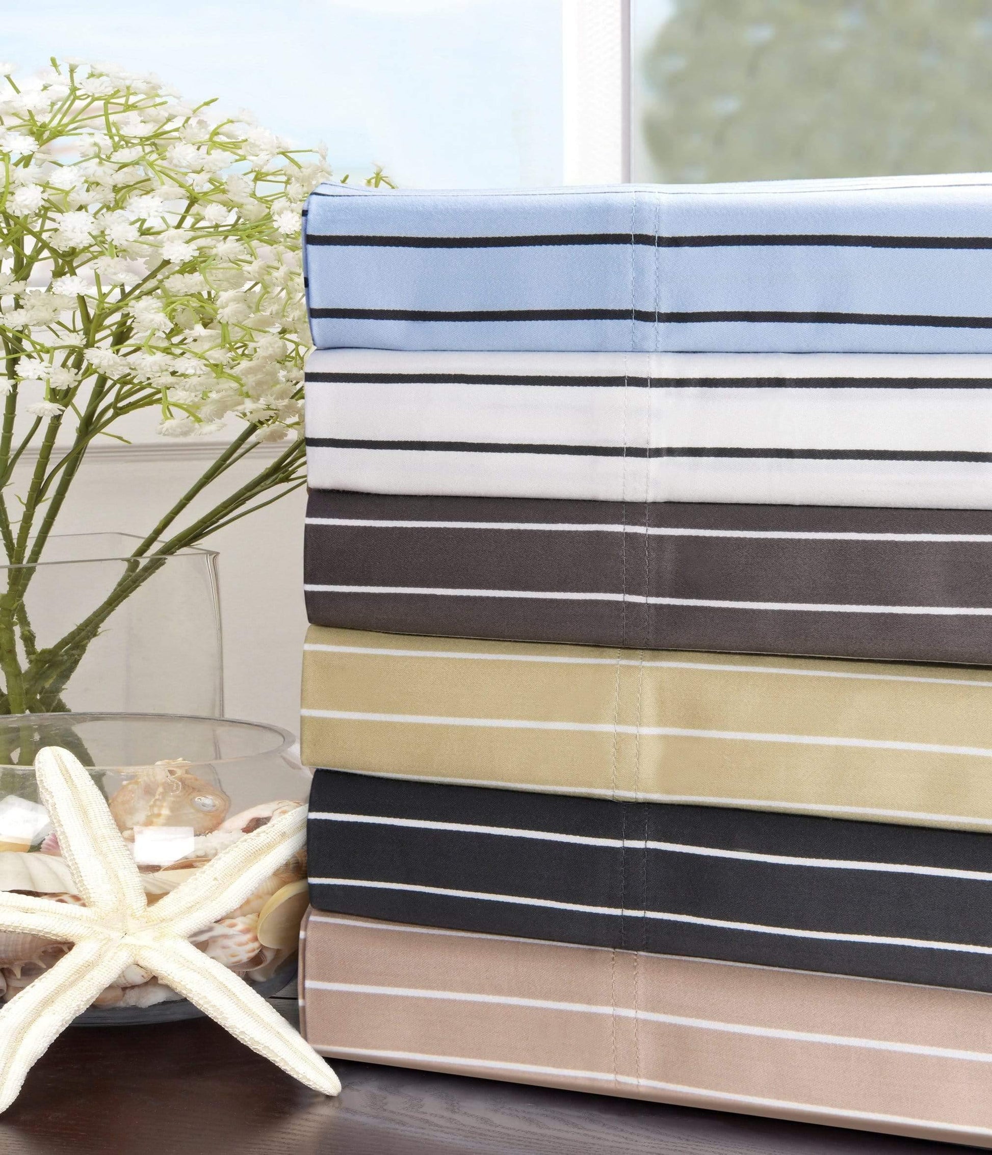 Bahama Striped Cotton-Rich Sheet Set FredCo