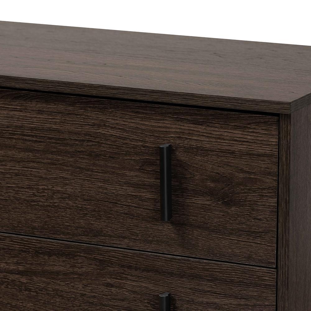 Baldor Modern and Contemporary Dark Brown Finished Wood and Rose Gold Finished Metal 4-Drawer Bedroom Chest FredCo