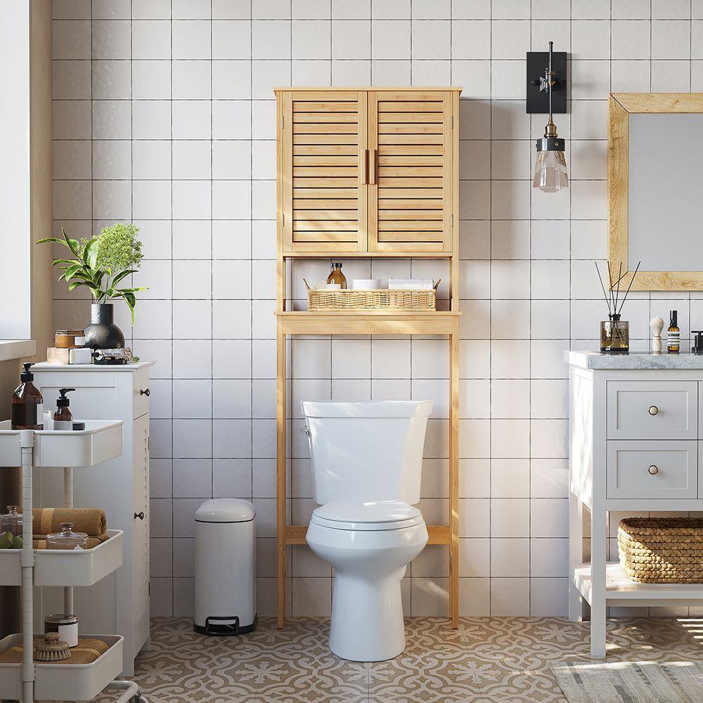 Wall Mount Bathroom Furniture Bamboo 3-Tier Over-The-Toilet Space