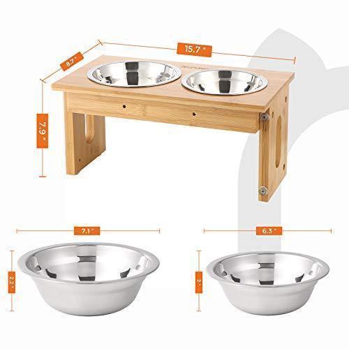 Bamboo Raised Pet 2 Bowl Stand FredCo