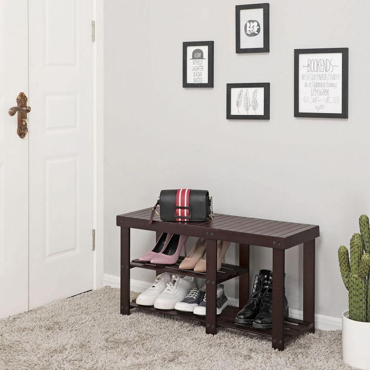 Bamboo Shoe Rack Bench FredCo