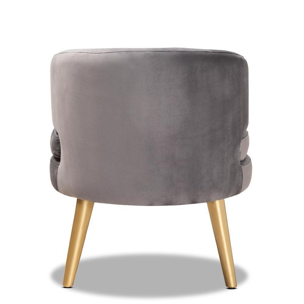 Baptiste Glam and Luxe Grey Velvet Fabric Upholstered and Gold Finished Wood Accent Chair FredCo