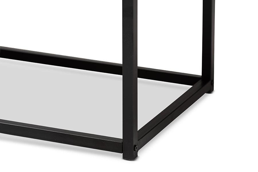 Bardot Modern Industrial Walnut Brown Finished Wood and Black Metal Accent Bench FredCo