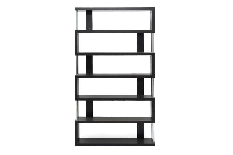 Barnes Dark Brown Six-Shelf Modern Bookcase FredCo