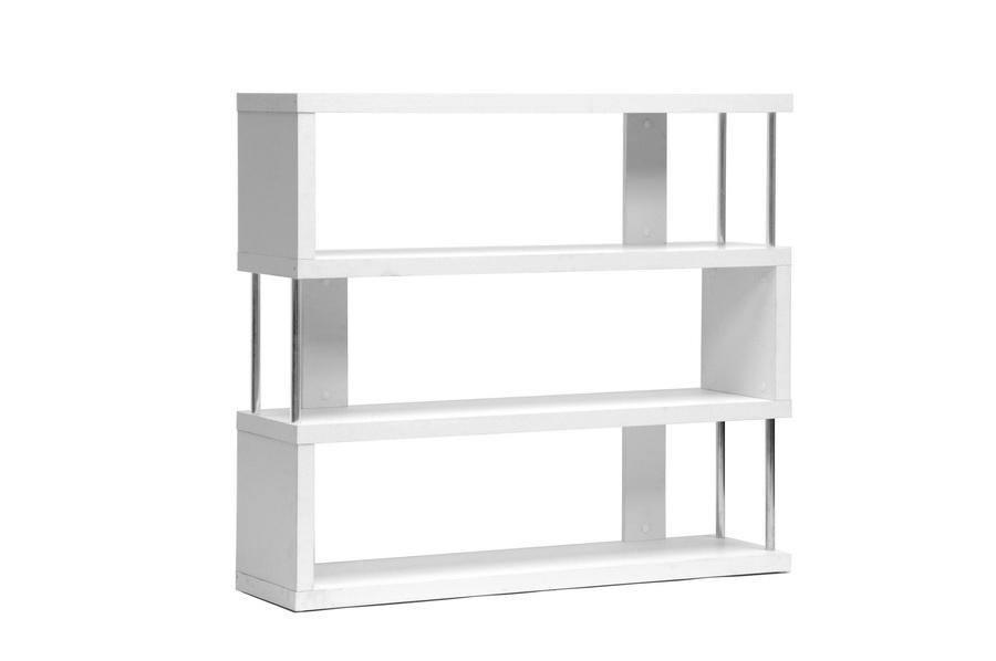 Barnes White Three-Shelf Modern Bookcase FredCo