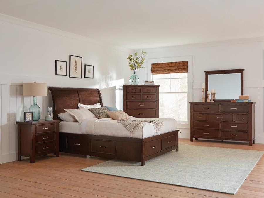 Barstow 5-piece Eastern King Storage Bedroom Set Pinot Noir Coaster FredCo