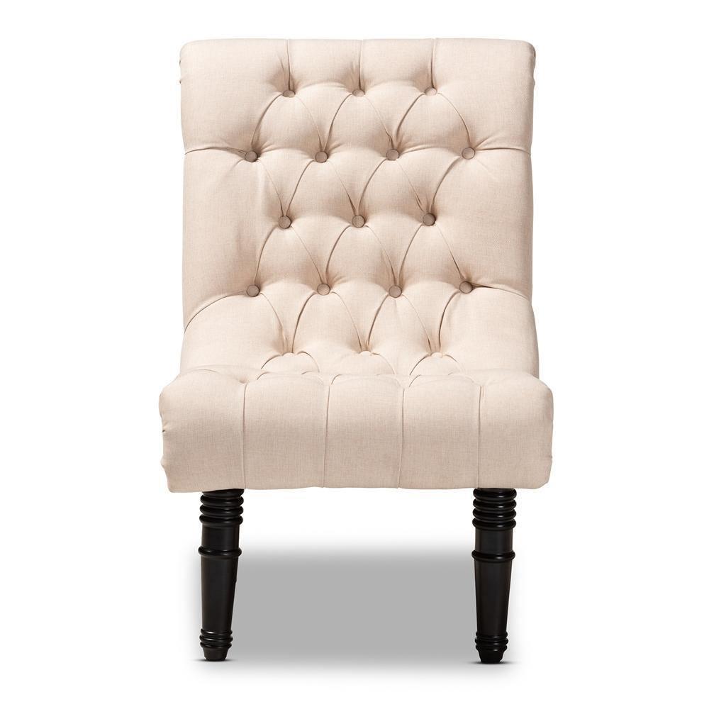 Barthe Classic and Traditional Beige Fabric Upholstered Accent Chair with Rolled Back FredCo