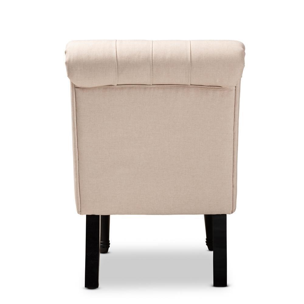 Barthe Classic and Traditional Beige Fabric Upholstered Accent Chair with Rolled Back FredCo