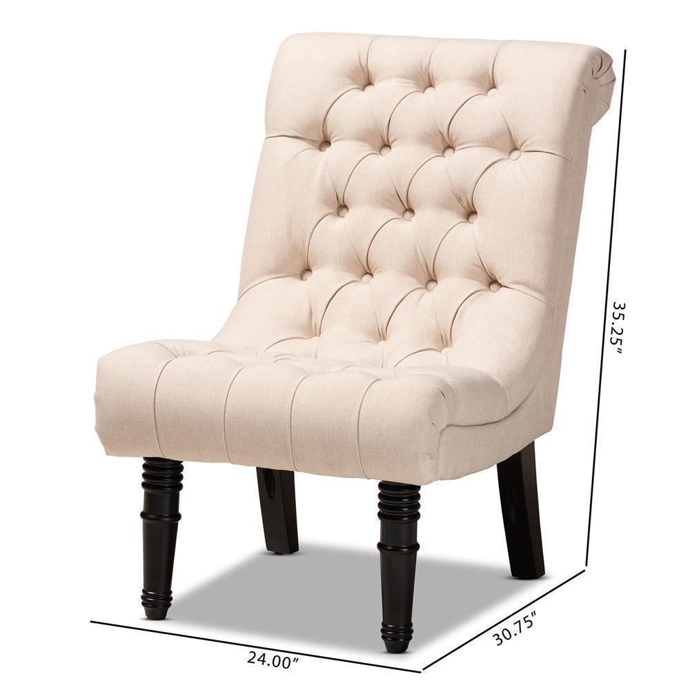 Barthe Classic and Traditional Beige Fabric Upholstered Accent Chair with Rolled Back FredCo